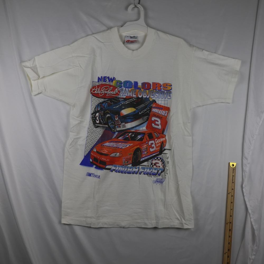 VINTAGE Dale Earnhardt NASCAR‎ Shirt Mens Large White Finish First Wheaties 90s